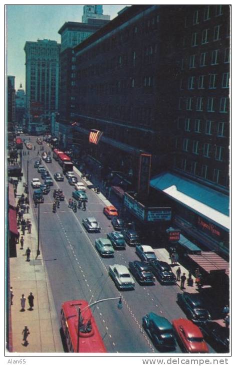Atlanta GA Georgia, Peachtree Street Scene, Autos, C1950s/60s Vintage Postcard - Atlanta