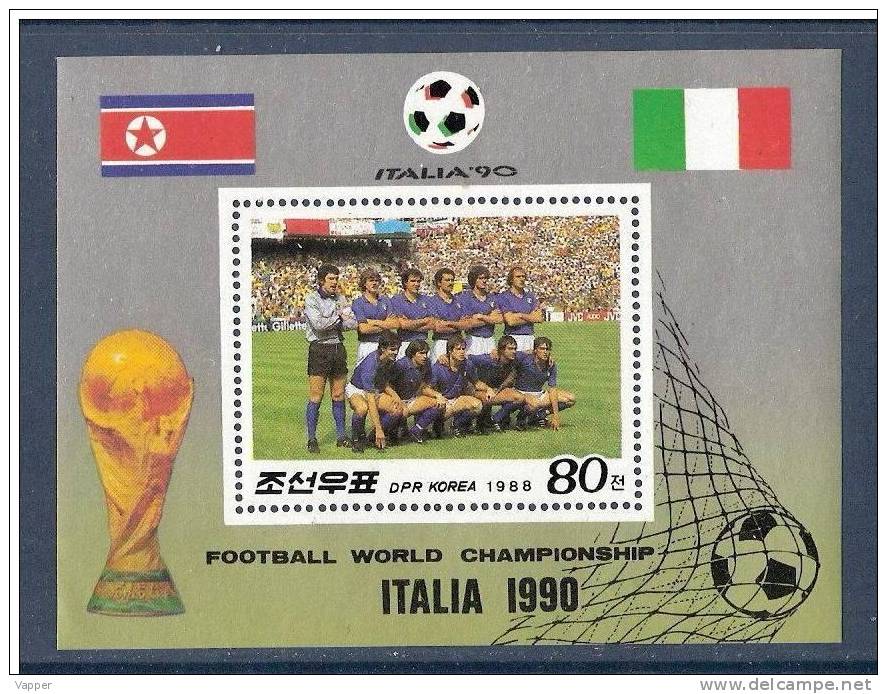 Soccer North Korea 1988 MNH Sheet  Mi BL234 Football World Championship Italia 1990 - 1990 – Italien