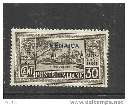 CIRENAICA 1931 S. ANTONIO 30 C MNH - Cirenaica