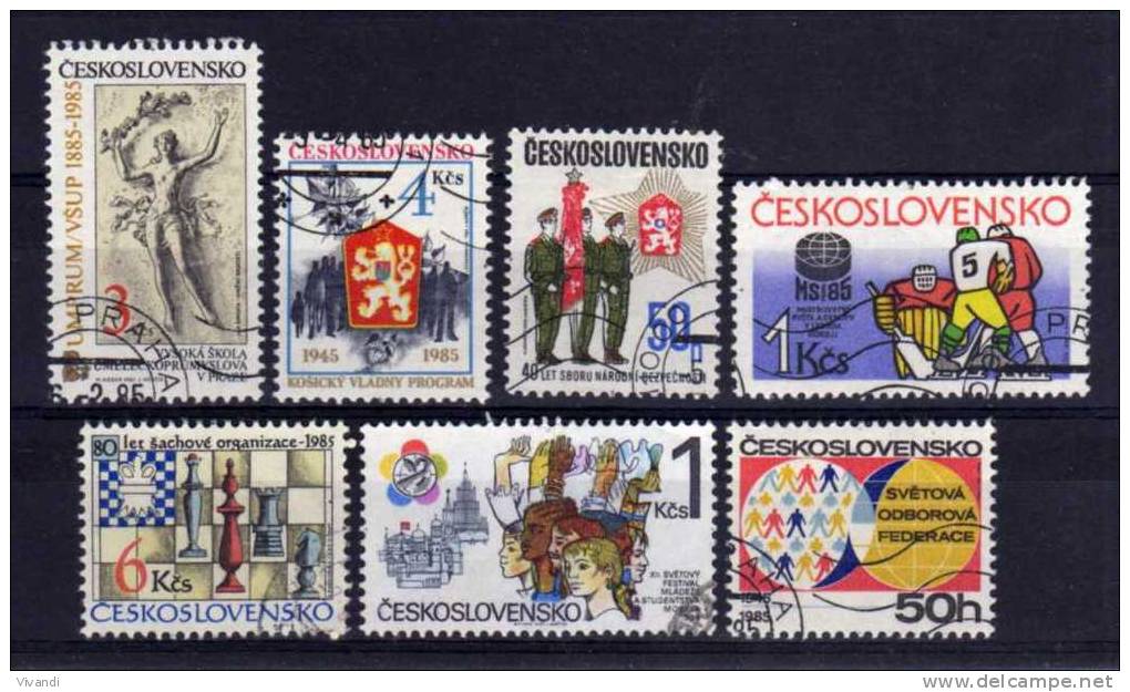 Czechoslovakia - 1985 - 7 Single Stamp Issues - Used/CTO - Oblitérés