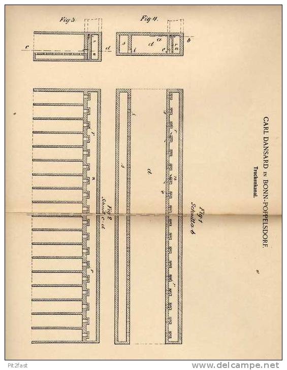 Original Patentschrift - C. Dansard In Bonn - Poppelsdorf , 1899 , Trockenanlage , Trockenkanal , Trocknung !!! - Historical Documents