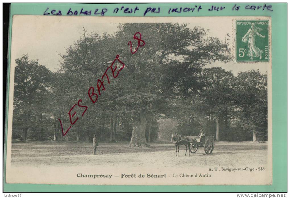 CPA 91.- CHAMPROSAY- Forêt De Sénart- Le Chêne D'Antin- Voiture à Cheval- Personnages -  -AOUT-SUP-2012-076 - Sonstige & Ohne Zuordnung