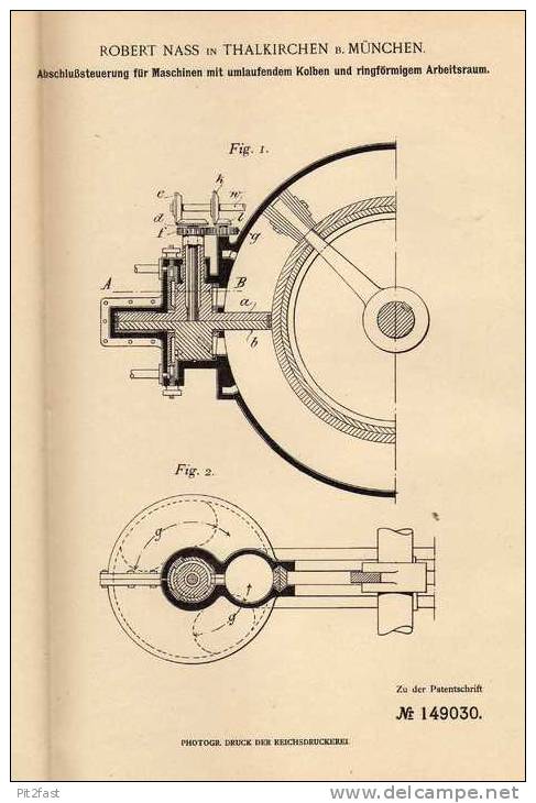 Original Patentschrift - R. Nass In Thalkirchen B. München , 1903 , Steuerung Für Maschinen !!! - Historische Dokumente