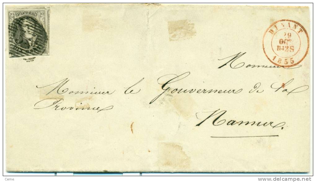 Belgique - No 6 Sur Lettre De Dinant (P 33) Vers Namur (cachet Verso) Du 29/10/1855, 4 Marges, 4voisins,  Luxe, See Scan - 1851-1857 Médaillons (6/8)