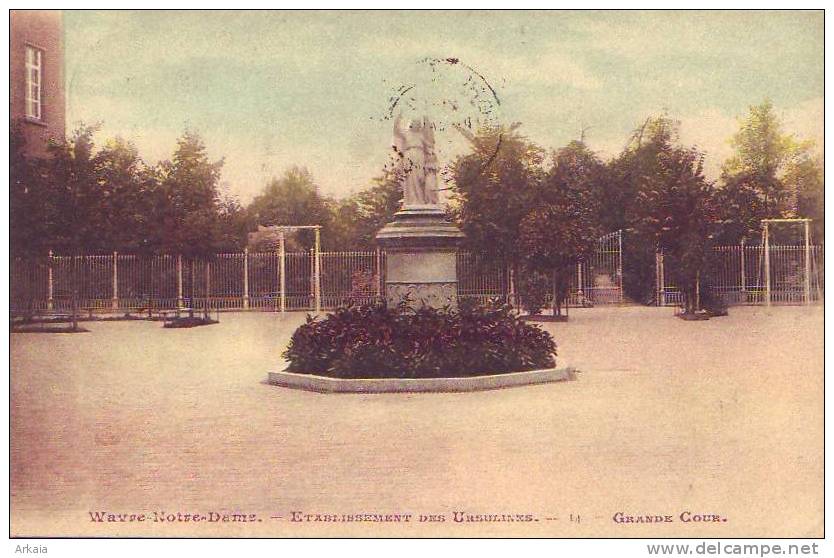 WAVRE-NOTRE-DAME = Etablissement Des Ursulines = Grande Cour - Carte Couleur (écrite) 1909 - Wavre