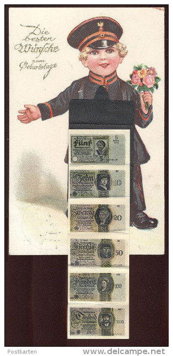 ALTE SYSTEM-POSTKARTE GELDSCHEIN GEBURTSTAG 100 Mark Reichsbank Monnaies Money Monnaie Billet De Banque Carte à Systeme - Monnaies (représentations)