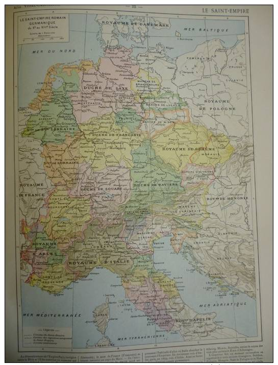 Carte Géographique , Europe Carlovingienne , Empire De Charlemagne Au Traité De Verdun  1898 - Documenti Storici