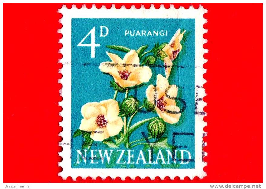 NUOVA ZELANDA - 1960 - Fiori - Flowers - Fleurs - Venice Mallow (Hibiscus Trionum) -  4 C - Used Stamps