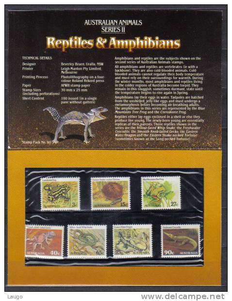 Australia Presentation Pack Reptiles , Crocodile , Turtle Snake 1982 - Presentation Packs