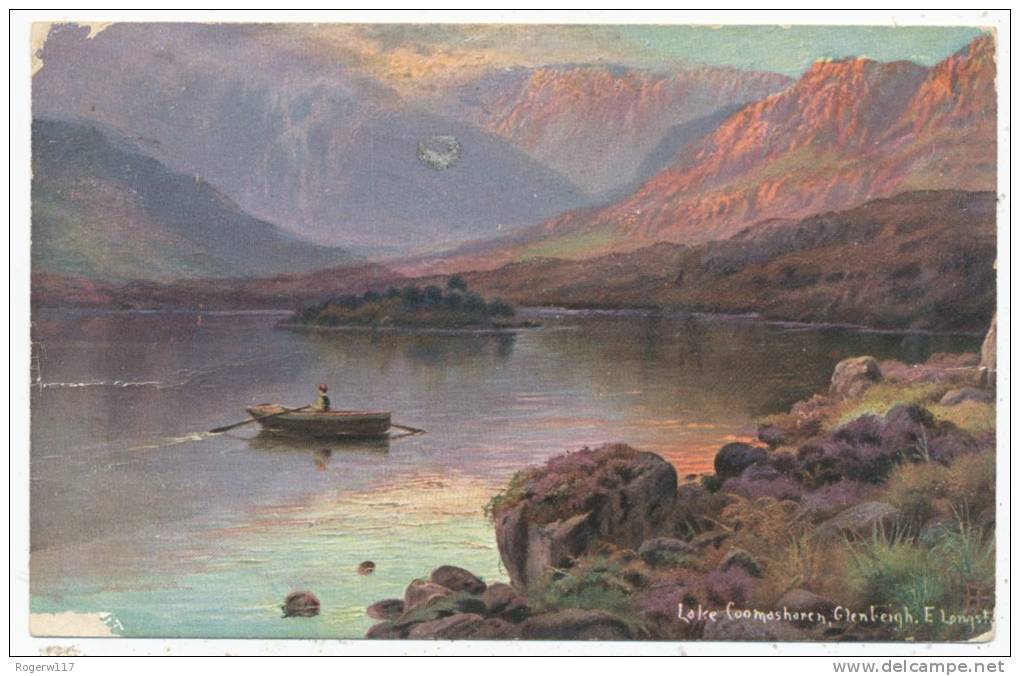 Lake Coomasharen, Glenbeigh, 1905 Artist-signed Ernest Longstaffe Postcard - Kerry