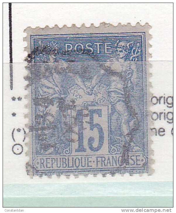 FRANCE N° 90 15C BLEU TYPE SAGE OBL - 1876-1878 Sage (Type I)