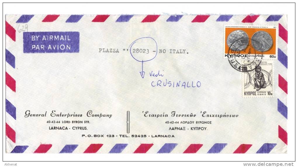 TZ629 - CIPRO , Lettera Commerciale Per L'Italia - Covers & Documents