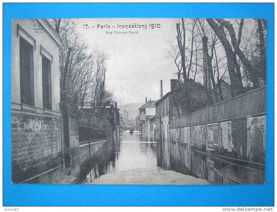 75 , PARIS 16iéme INNONDATION De JANVIER 1910, RUE FELICIEN DAVID ,carte En Trés Bon état,animée - Inondations
