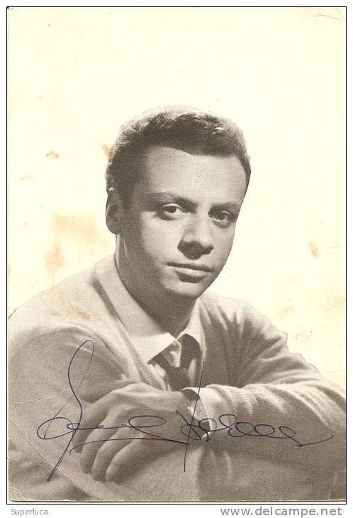 L-JOHNNY DORELLI-AUTOGRAFO-CARD CON AL RETRO DISCOGRAFIA - Autogramme