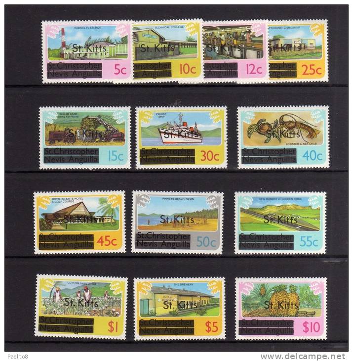 SAINT CHRISTOPHER OVERPRINTED ST KITTS 1980 LANDSCAPES - PAESAGGI SOPRASTAMPATI  MNH - St.Kitts En Nevis ( 1983-...)