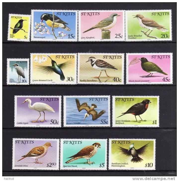 ST. KITTS 1981 BIRDS COMPLETE - UCCELLI SERIE COMPLETA MNH - St.Kitts En Nevis ( 1983-...)