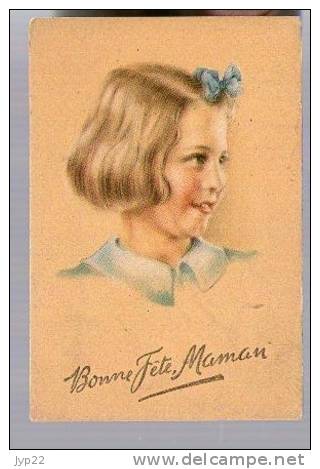 Jolie CP Ancienne Bonne Fête Maman - Illustrateur ? Enfant Fille Fillette Noeud Dans Les Cheveux - Ed Rhodania 211 - Festa Della Mamma