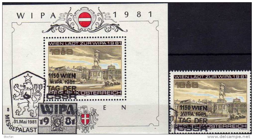 Tag Der CSSR Zur WIPA 1981 Österreich 1665 Plus Block 5 O 8€ Heldenplatz Denkmal Hofburg Wien Philatelic Bloc Of Austria - Variétés Et Curiosités