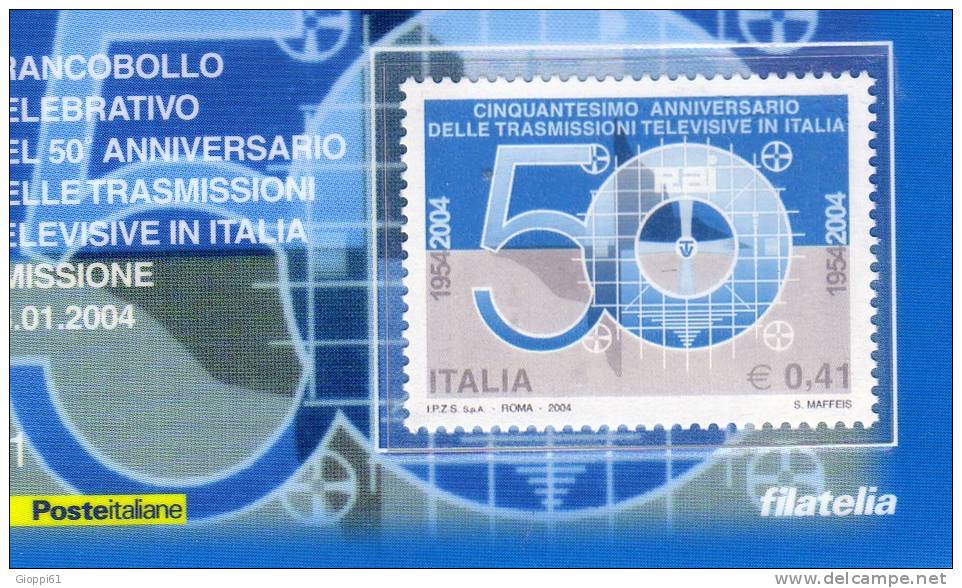 2004 Tessera 01- 50° Ann. Trasmissioni Televisive In Italia - Philatelic Cards