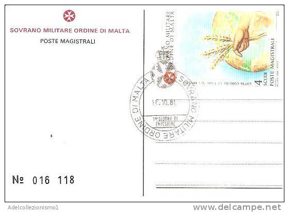 57209)cartolina Illustratoria Malta 16-10-1981 - Manifestazione Contro La Fame Del Mondo Con Un Valore + Annullo - Malte