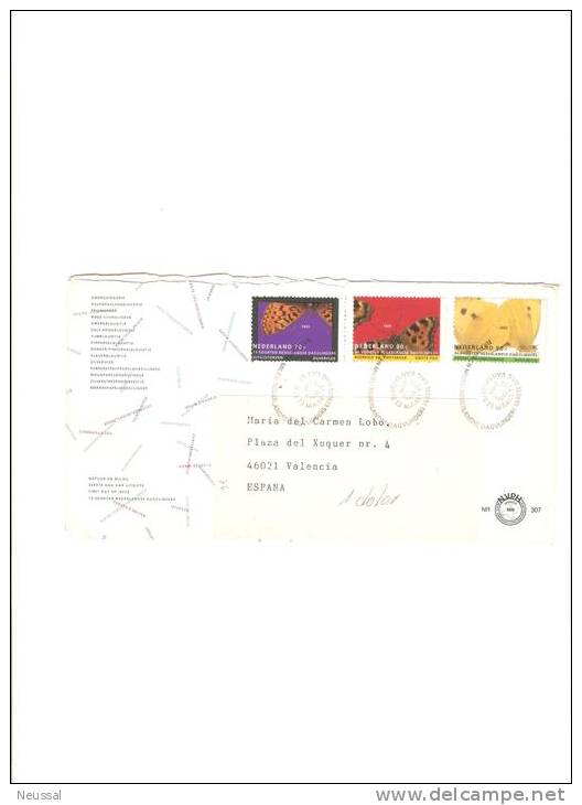 Carta De Holanda 1993 Mariposas - Lettres & Documents