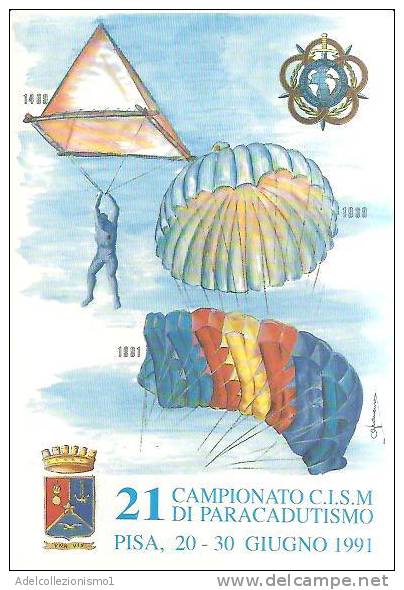 57269)cartolina Illustratoria 21° Campionato C.I.S.M. DI PARACADUTISMO - Paracaidismo