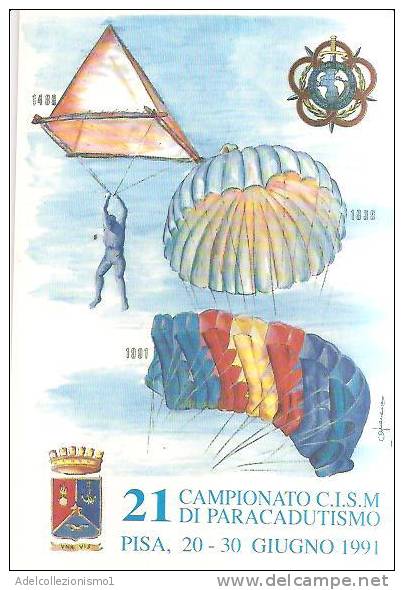 57270)cartolina Illustratoria 21° Campionato C.I.S.M. DI PARACADUTISMO - Fallschirmspringen