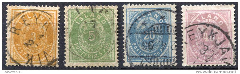 ICELAND 1882 - Yv.12A-15A (Mi.12A-15A, Sc.15-18) 1st Selection (all VF) - Gebraucht