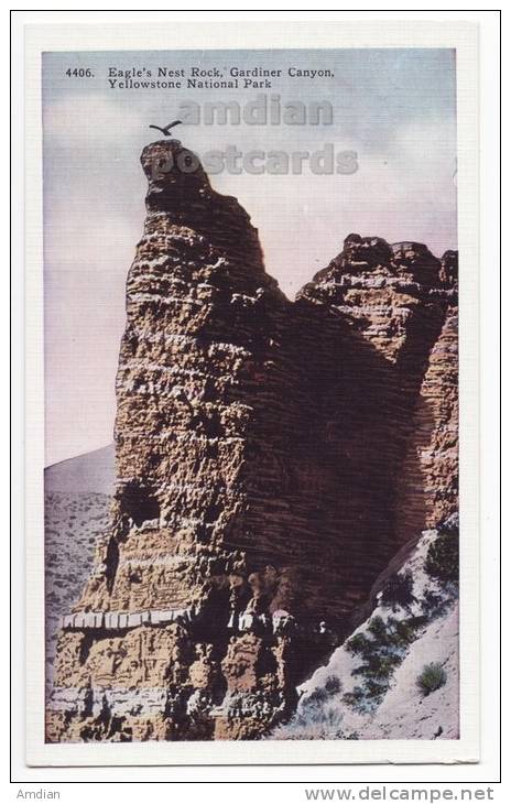 EAGLE NEST ROCK -GARDINER CANYON - C1940s-50s YELLOWSTONE NATIONAL PARK Postcard [o2917] - USA National Parks