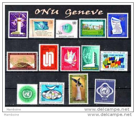 Nations Unies .1969  Genève  N° 1 à 14   Neuf XX. Série Compl. 14 Valeurs - Neufs