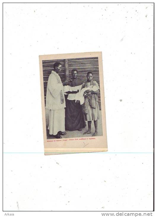 CONGO BELGE = Mission De Scheut = Prêtre Noir Conférant Le Baptême - Carte Animée (écrite) 1937 - Congo Belge