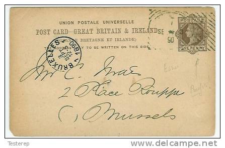 One Penny  Queen Victoria  LONDON1890  To Bruxelles   HOLSTER-PROOF Cfr Scan - Prove & Ristampe