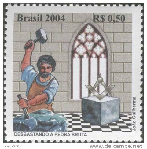 Polishing The Rough Stone / Apprentice, Freemasonry, Masonic Lodge,  MNH 2004 Brazil - Franc-Maçonnerie