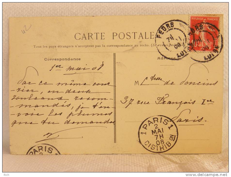 CPA 42 Loire - Château Du Palais-Fleurs - Circulé 1908 - Otros & Sin Clasificación