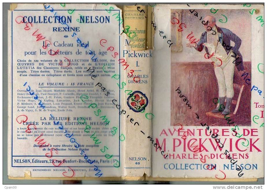 Editions NELSON - Charles Dickens - Aventures De M. Pickwick Tome I - Cuentos