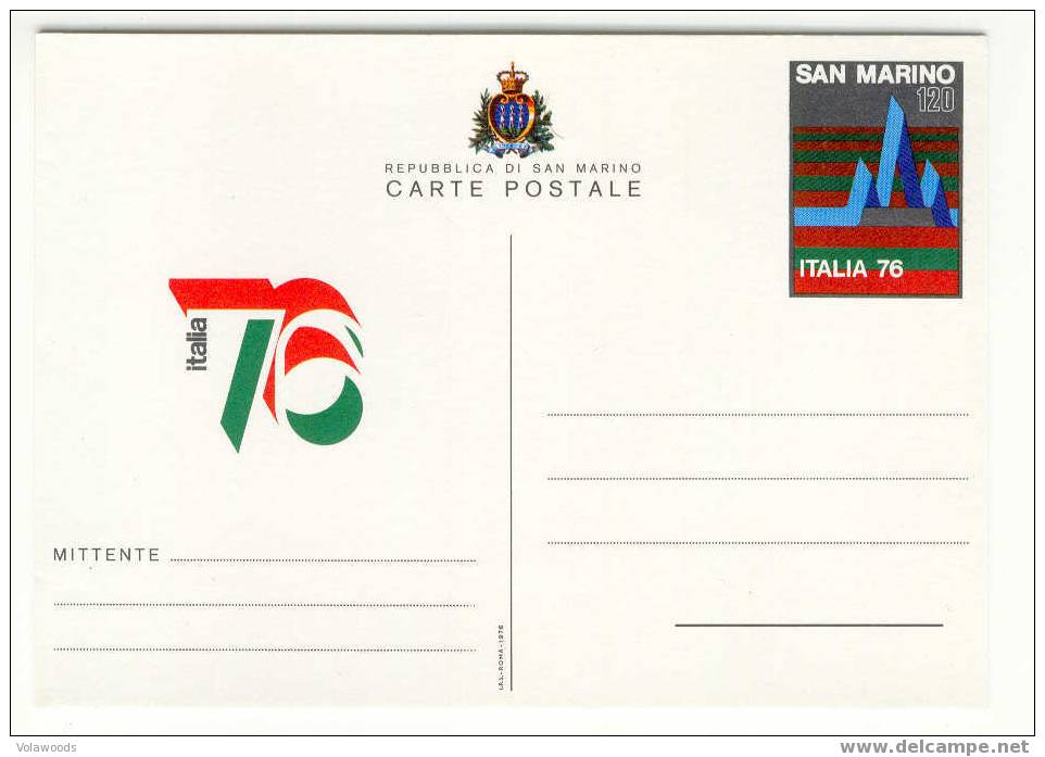 San Marino - Cartolina Postale Serie Italia ´76 Nuova E Perfetta - Interi Postali