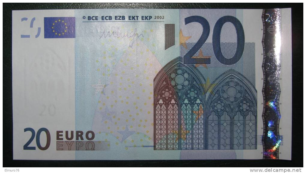 20 Euro J029F6 Italy  Serial S Draghi UNCIRCULATED - 20 Euro