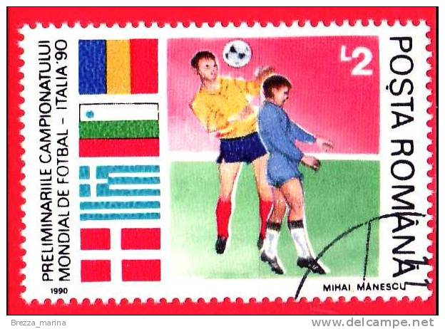 ROMANIA - 1990 - Italia 90 - Preliminare Campionato Del Mondo Di Calcio - L 2 - Usado