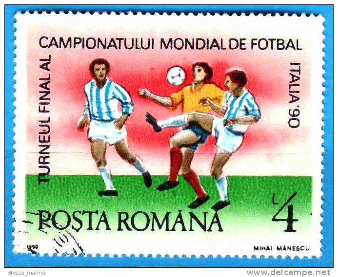 ROMANIA - 1990 - Italia 90 - Turno Finale Del Campionato Del Mondo Di Calcio - L 4 - Oblitérés