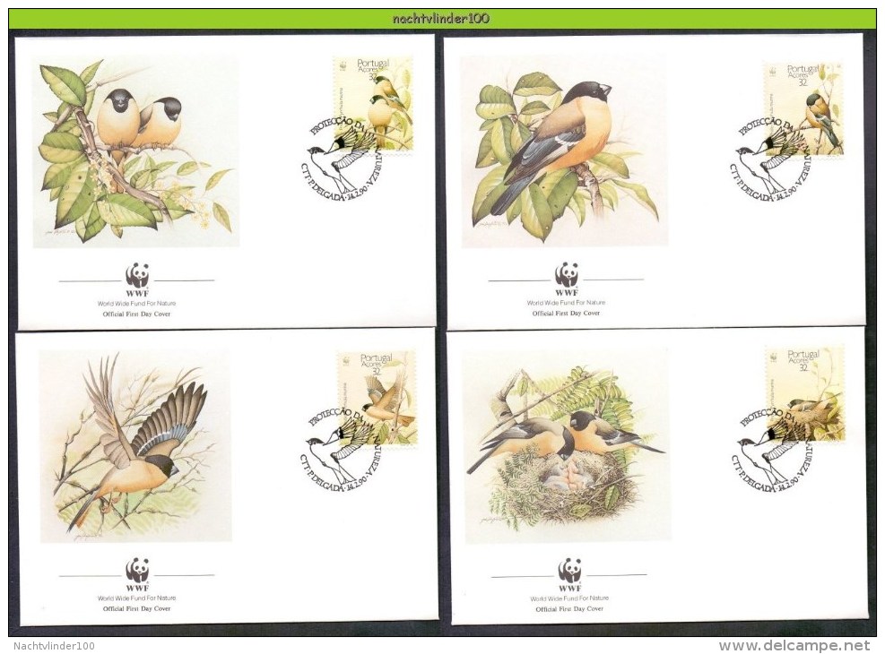 Mzn092fb WWF FAUNA VOGELS BIRDS SOA MIGUEL BULLFINCH VÖGEL AVES OISEAUX AZOREN ACORES 1990 FDC´s - FDC