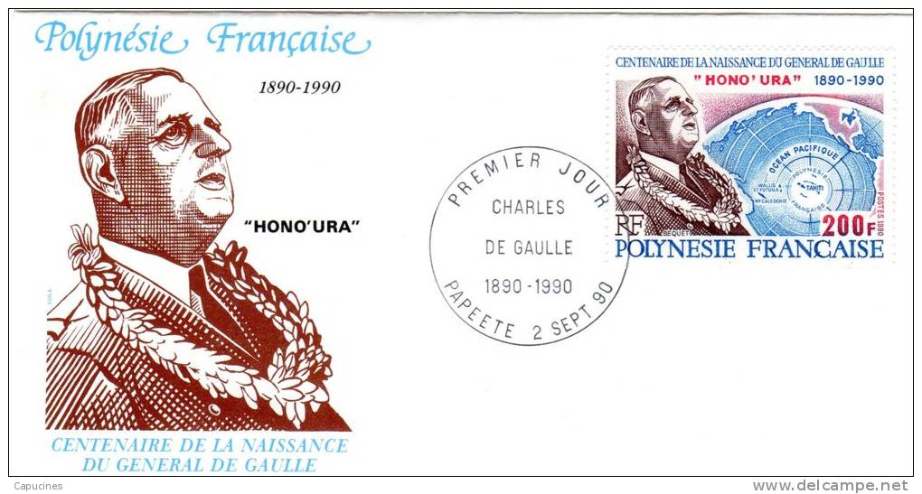 POLYNESIE -  1990: EPJ  "centenaire De La Naiss. Du Gal De Gaulle" (N° 364) - Storia Postale