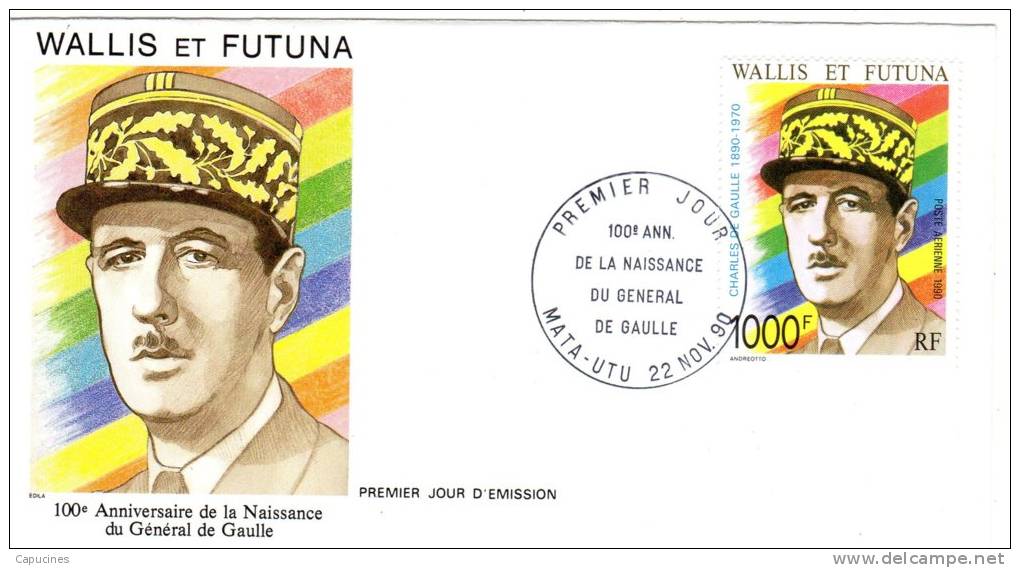 WALLIS ET FUTUNA - 1990: EPJ "50e Anniv. Naissance Du Gal De Gaulle" (N° PA 169) - Covers & Documents