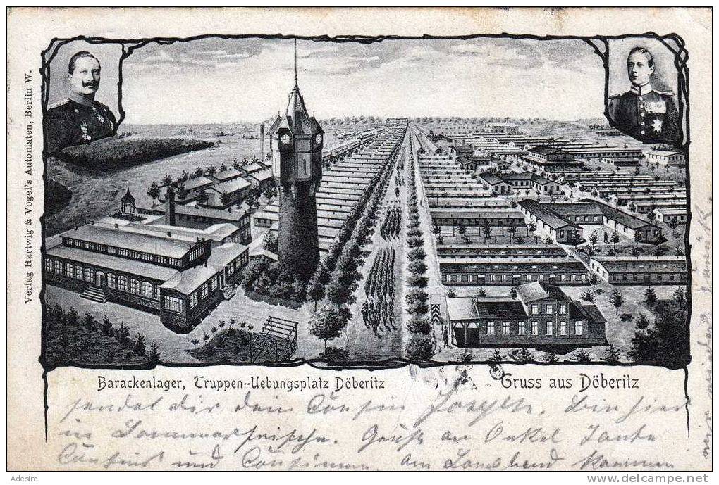 Gruss Aus DÖBERITZ 1905 Barackenlager Truppen-Uebungsplatz Döberitz, Gelaufen, "bestellt" Stempel - Sonstige & Ohne Zuordnung