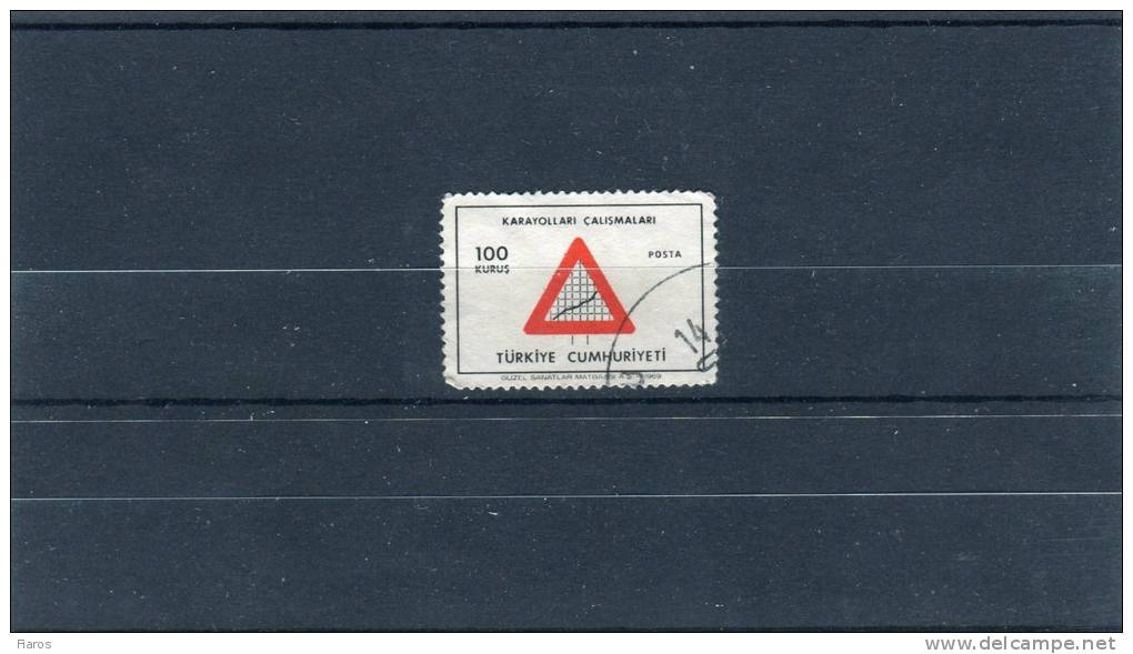 1969-Turkey- "Road Construction" 100k. Stamp Used (corner Wear) - Oblitérés