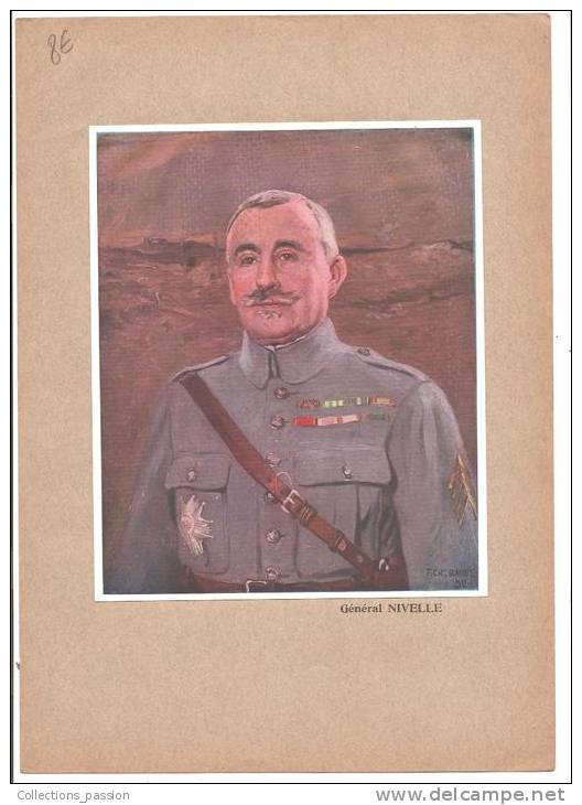 Histoire, Militaria, "Général Nivelle", Par F.Ch.Baude, Sur Fond Marron - History