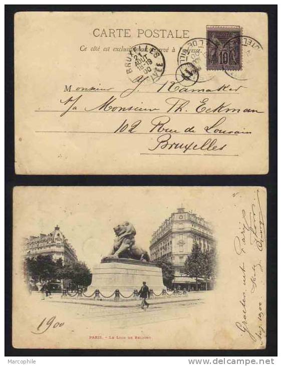 PARIS 13 - HOTEL DE VILLE  / 1900 CARTE POSTALE  POUR LA BELGIQUE (ref EP1056) - 1898-1900 Sage (Type III)