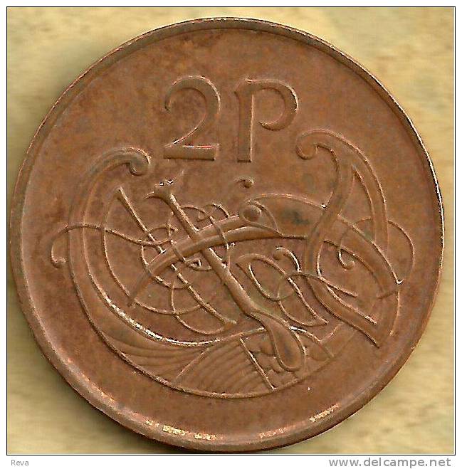 IRELAND 2 PENCE FISH (?) FRONT MUSICAL INSTRUMENT BACK 1990 VF+ KM?  READ DESCRIPTION CAREFULLY !!! - Irland