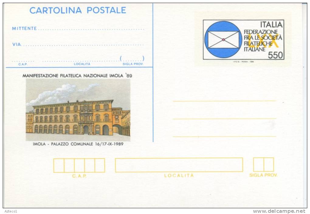 ITALIA - INTERO POSTALE 1989 - ESPOSIZIONE FILATELICA A IMOLA - NUOVA - Interi Postali