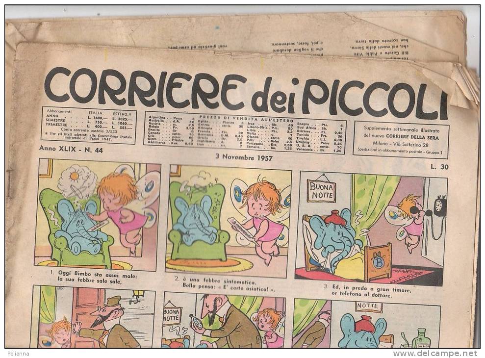 C0782 - CORRIERE DEI PICCOLI 3 Novembre 1957/Illustrazioni PORCIANI/NIDASIO/TACCONI/MOROSETTI/NATOLI/PETILLOT - Corriere Dei Piccoli