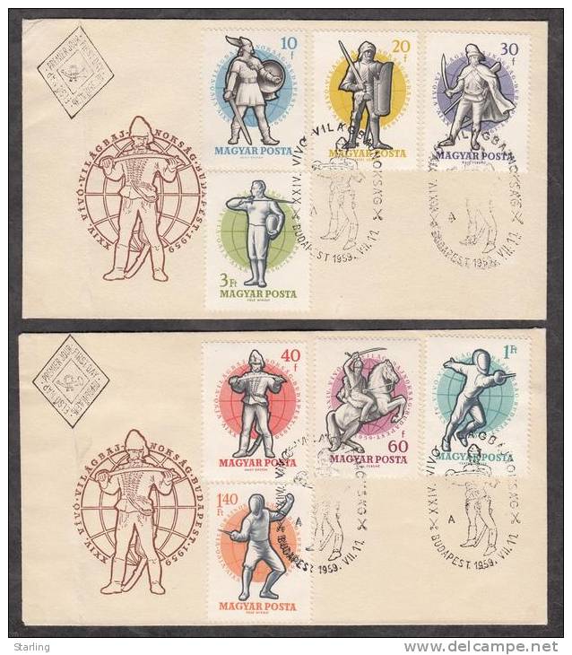 Hungary 1959 FDC Fencing Championship Fechten 11.45 - Cartas & Documentos